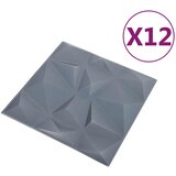  Zidne panele 12 pcs Dijamant siva 50 x 50 cm XPS pjena | shoptok.hr