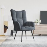 The Living Store Stol za sproščanje temno siv žamet - Stol Za Sproščanje, (21485260) Cene