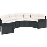 vidaXL Vrtna sofa sa stolom i jastucima polukružna crna od poliratana | shoptok.hr