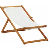  sklopiva stolica za plažu od drva eukaliptusa i tkanine bijela