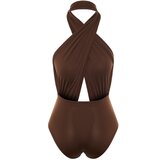 Trendyol Brown Cross Tie Detailed Decollete Knitted Body | ePonuda.com