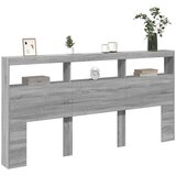 vidaXL Omarica za vzglavje postelje LED siva sonoma 200x17x102 cm | Shoptok.si