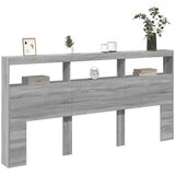 vidaXL Ormarić za uzglavlje LED sivom sonomom 200x17x102 cm | shoptok.hr