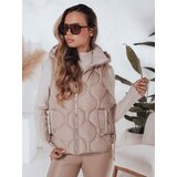 DStreet Kamizelka damska pikowana z kapturem MISSVEST ciemnobeżowa | Shoptok.si
