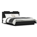 Furnova Posteljni okvir z vzglavjem črn 120x190 cm inženirski les, (21938820) | Shoptok.si