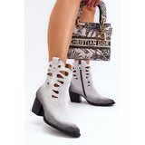 Maciejka Leather Boots with Cutouts Cene