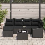 vidaXL Vrtni set za objedovanje Set od 7 Crna Ratan, Poliester | shoptok.hr