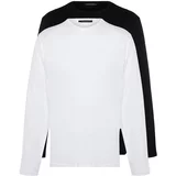 Trendyol Black and White Men's Plus Size 2-Pack Long Sleeved Comfy 100% Cotton Regular Fit T-Shirt.