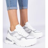 Gemre White women's sneakers decorated with glitter Sandoria | Shoptok.si