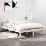 The Living Store Posteljni okvir bel iz trdnega lesa 140x190 cm - Posteljni Okvir, (21529070) | Shoptok.si