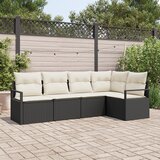 vidaXL 5-delni vrtni sofa set s blazinami črni poli ratan | Shoptok.si