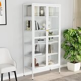 The Living Store Razstavna omarica bela 90x40x180 cm jeklo in kaljeno steklo - Razstavna Omarica, (21436069) Cene