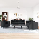  3-dijelni set sofa s jastucima crni baršunasti