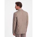 Ombre Men's classic blazer with pillowcase pocket - beige Cene