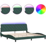 vidaXL Posteljni okvir z LED lučkami temno zelen 200x200 cm žamet, (21086398) | Shoptok.si