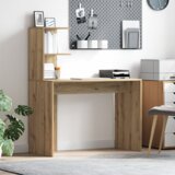 vidaXL Radni stol od hrasta Hrast MDF s hrastovim furnirom Srednji | shoptok.hr