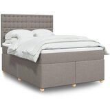 vidaXL Box spring postelja z vzmetnico taupe 140x200 cm blago | Shoptok.si
