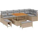  9-komadni set sofe za vrt s jastučićima Bež Poli Ratan Akacija 2-sjedalna vrtna sofa s jastučićima Bež Poli Ratan 3-komadni se | shoptok.hr