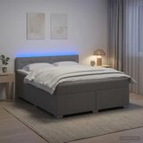  Krevet s box springom madracem i LED-om Svjetlosiva Tkanina - Svjetlosiva 160 x 200 cm Dizajn linija | shoptok.hr