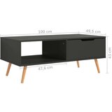 vidaXL Klubska mizica siva 100x49,5x43 cm iverna plošča | Shoptok.si