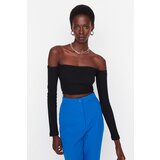 Trendyol Black Ribbed Super Crop Knitted Blouse Cijene