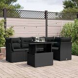  6-dijelni set vrtnih sofa s jastucima crni od poliratana | shoptok.hr