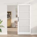vidaXL drsna vrata z kompletom strojne opreme "ORKDAL" Bela trda les in steklo | Shoptok.si