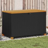 vidaXL Vrtna &scaron;katla za shranjevanje črna 110x55x63 cm PE ratan akacija cene