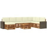 vidaXL Zunanja garnitura za sedenje z blazino 9 pcs Naravna in smetana, (5000279635) | Shoptok.si