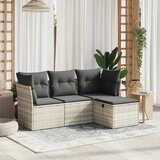 Maison Chic Seti vrtnega pohištva - Vrtna garnitura - Vrtni pohištvo set 4-delna z blazinami siv poli ratan, (21819649) | Shoptok.si