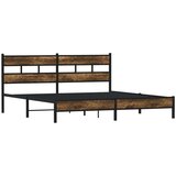 vidaXL Kovinski posteljni okvir brez vzmetnice dimljen hrast 180x200cm | Shoptok.si