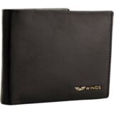 WINGS Muški novčanik od prave kože s preklopom, crni | shoptok.hr