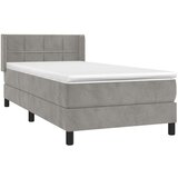 Box spring krevet s madracem svjetlosivi 90x190 cm baršunasti | shoptok.hr