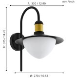 Eglo sirmione spoljna zidna lampa/1, e27, crno/zlatna | Eponuda.com