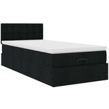  Otomanski okvir kreveta s madraca crni 90x190cm od tkanine | shoptok.hr