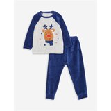 LC Waikiki Crew Neck Printed Velvet Baby Boy Pajamas Set Cene