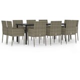  11-dijelni vrtni blagovaonski set crno-sivi od poliratana | shoptok.hr