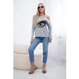 Kesi Printed blouse with a longer back in grey | Shoptok.si