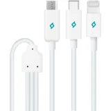 Kabel - Trio - Lightning, USB-C & MicroUSB to USB (1,20m) - White
