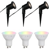 QAZQA Set van 3 smart tuinspots zwart incl. snoer en stekker 200cm IP65 - Basic | Shoptok.si