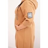 Kesi Włoski Elegant Plus Size women's coat with a collar and large pockets fango | Shoptok.si