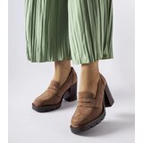 Gemre Brown pumps with a leather insole on a block heel Vinceza Cene