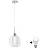  LED luster na lanku HARMA 1xE27/60W/230V prečnik 20 cm mat hrom/bela | Eponuda.com
