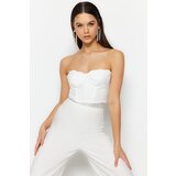 Trendyol Crop Top - Ecru - Plain Cijene