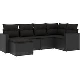  6-dijelni set vrtnih sofa s jastucima crni od poliratana | shoptok.hr