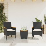 vidaXL 3-dijelni bistro set s jastucima crni od poliratana i stakla Cijene