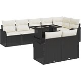 vidaXL 9-delni vrtni sofa komplet z blazinami črnega poliratana | Shoptok.si