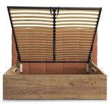 Bobochic Paris Oblazinjena oblazinjena/iz iverne plošče zakonska postelja s prostorom za shranjevanje z letvenim dnom 160x200 cm v barvi terakote Kumo – | Shoptok.si