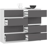 AKORD Komoda, 8 Predalov, Bela/Siva, (5000332350) | Shoptok.si