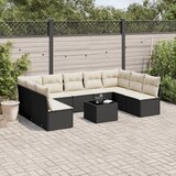 vidaXL 10-dijelni set vrtnih sofa s jastucima crni od poliratana | shoptok.hr